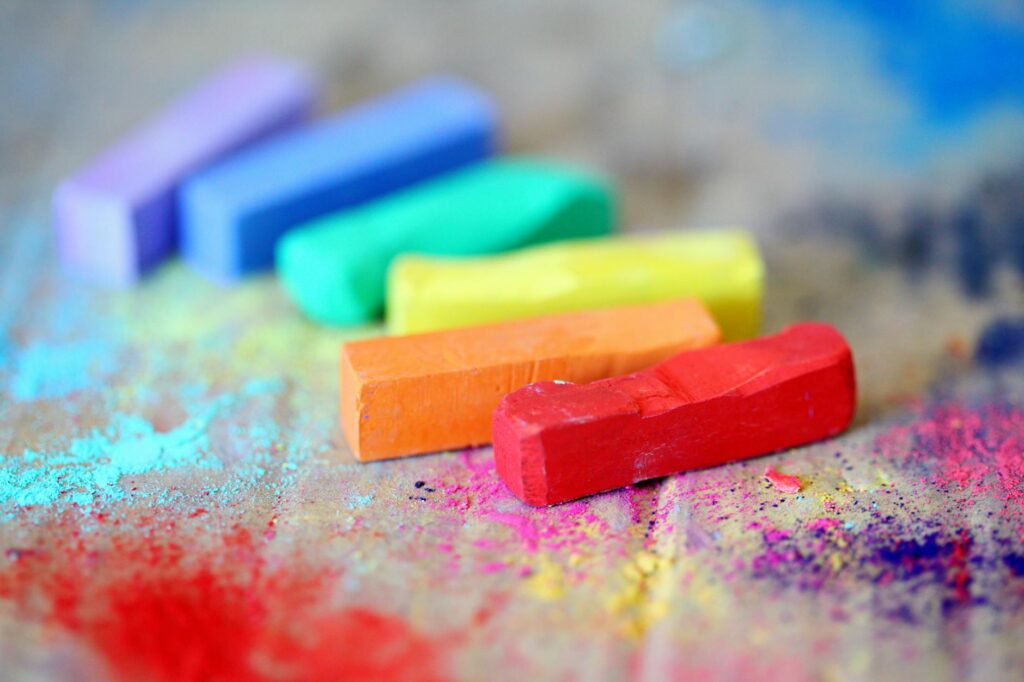 close up photo of assorted colored chalks